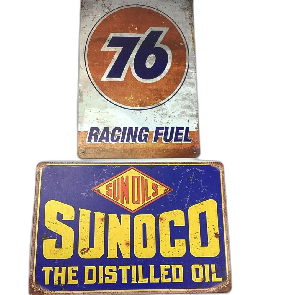 Garage Shop Metal Wall Sign Lot Sunoco 76 Racing Fuel Distilled Motor Oil Reprod